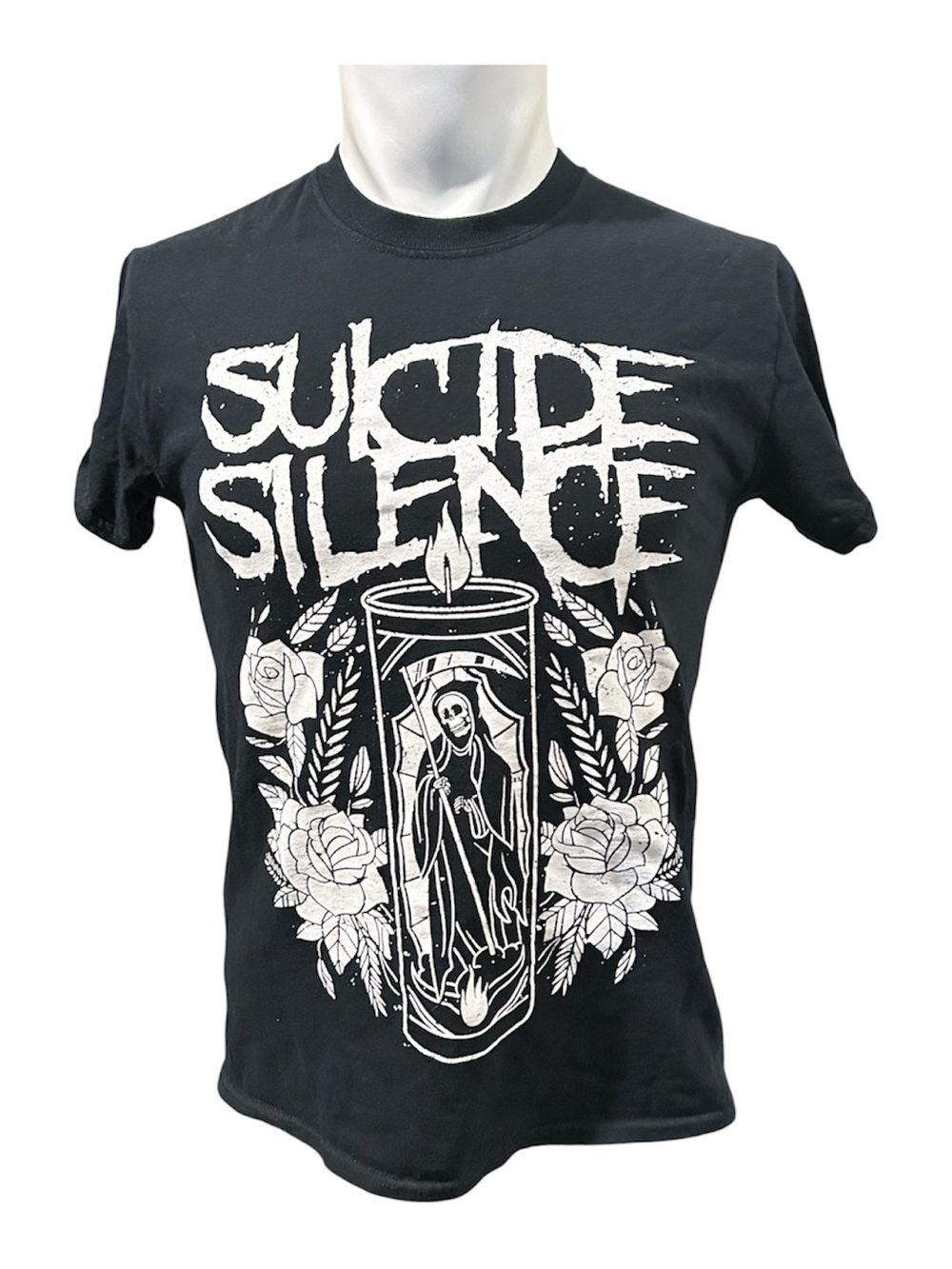Gildan Black Short-Sleeve Suicide Silence Graphic Tee with White Print